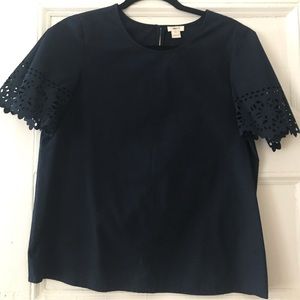 J.Crew Laser Cut Flutter Sleeve Top